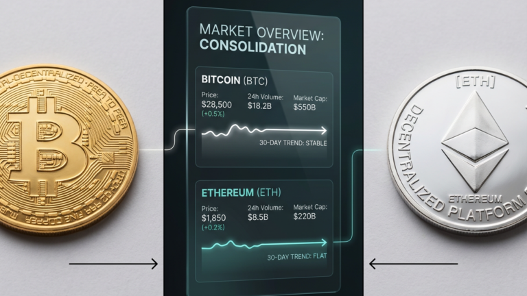 Konsolidacja rynku krypto – Bitcoin i Ethereum w liczbach